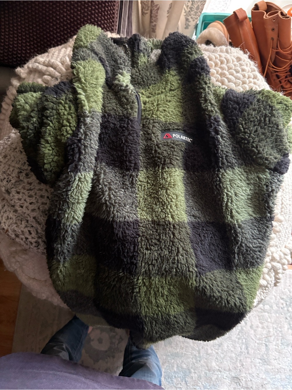 Dog Green & Black Sherpa Jacket